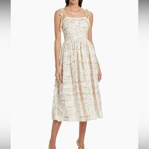 en saison callie romantic floral pleated midi summer sun dress size small new